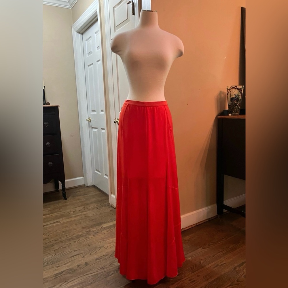 XS Ann Taylor Red/Orange Maxi Skirt